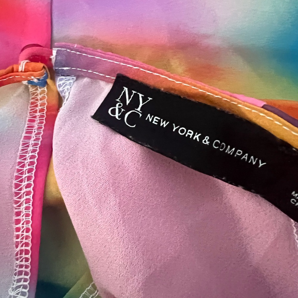 New York & Company Tie-Dye bow waist blouse sz M - Picture 8 of 12